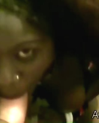Amateur African goddess blows white bone in homemade video