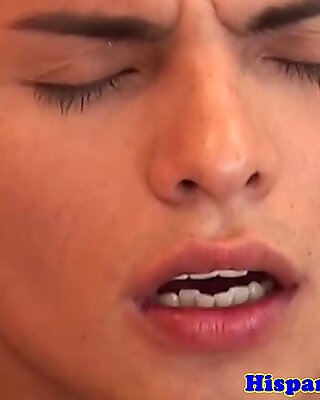 Latin twink swallowing cum after anal fucking