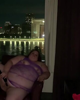 Big Belly SSBBW dancing then smokes a blunt and plays with pussy at same time