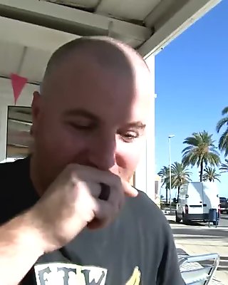 MyFirstPublic - Short hair red head get cum sprayed face in public