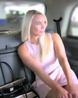 Busty brunette anal banged pov in cab