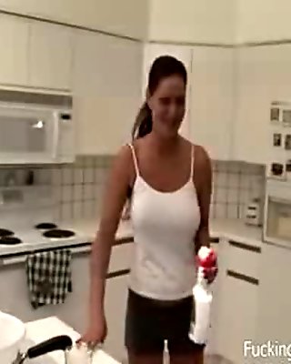 Big Tit Maid takes her shirt off