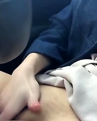 Young Asian Teen Touching Herself In A Car