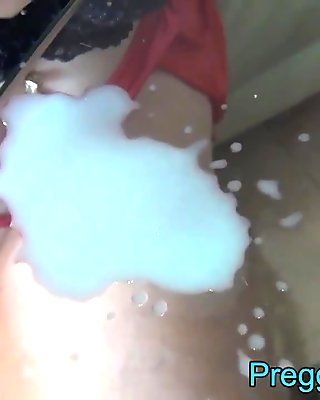 Squirting breastmilk in sexy lengerie